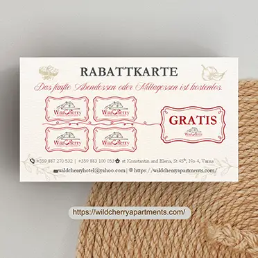 Дизайн на немски език за лоялна карта (Rabattkarte) за ресторант WildCherry от Art Spot