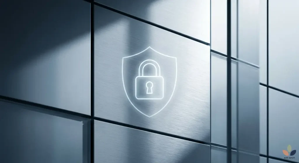 Abstract geometric data security grid pattern representing secure web architecture for financial services.